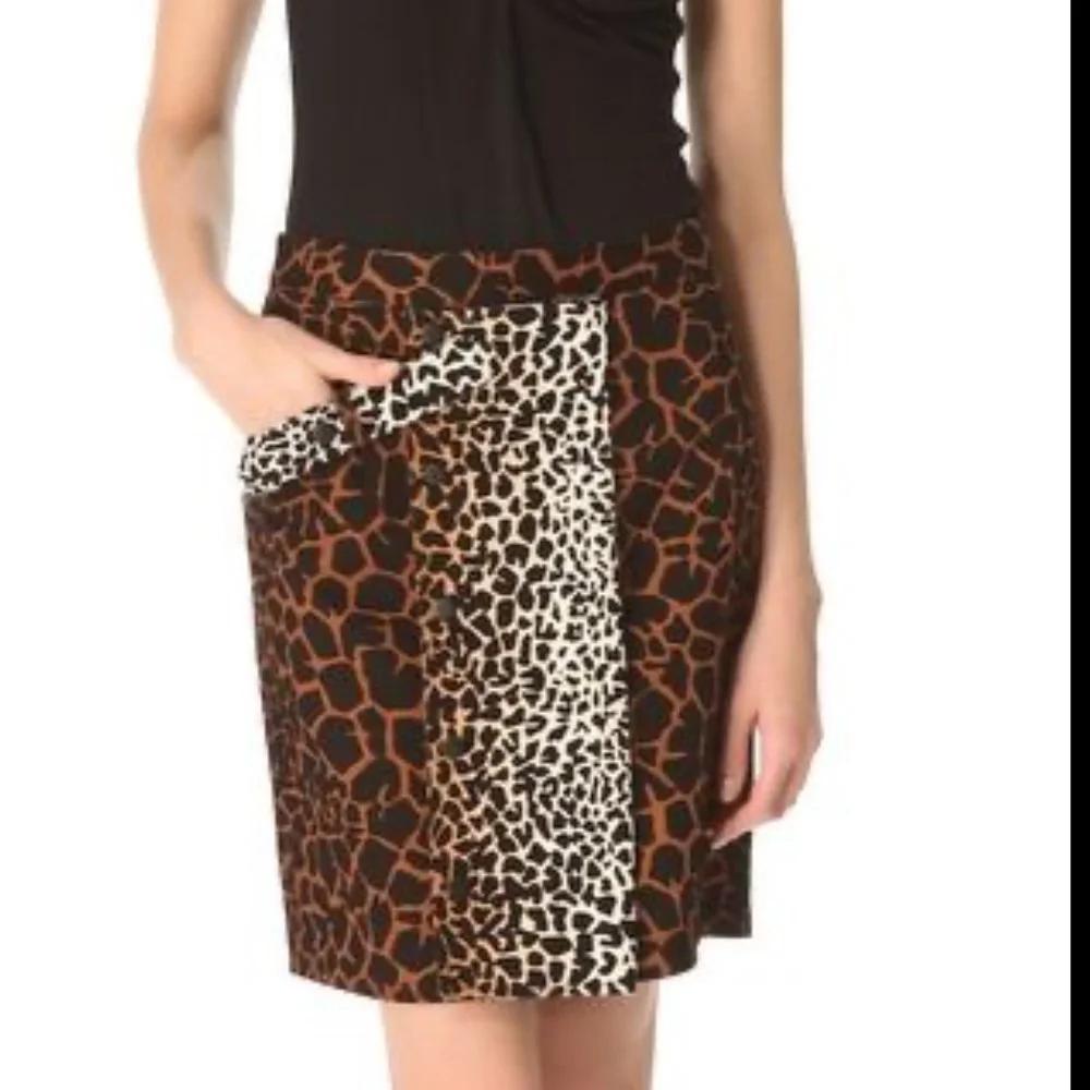 Derek Lam Black and Brown Patterned Pencil Skirt